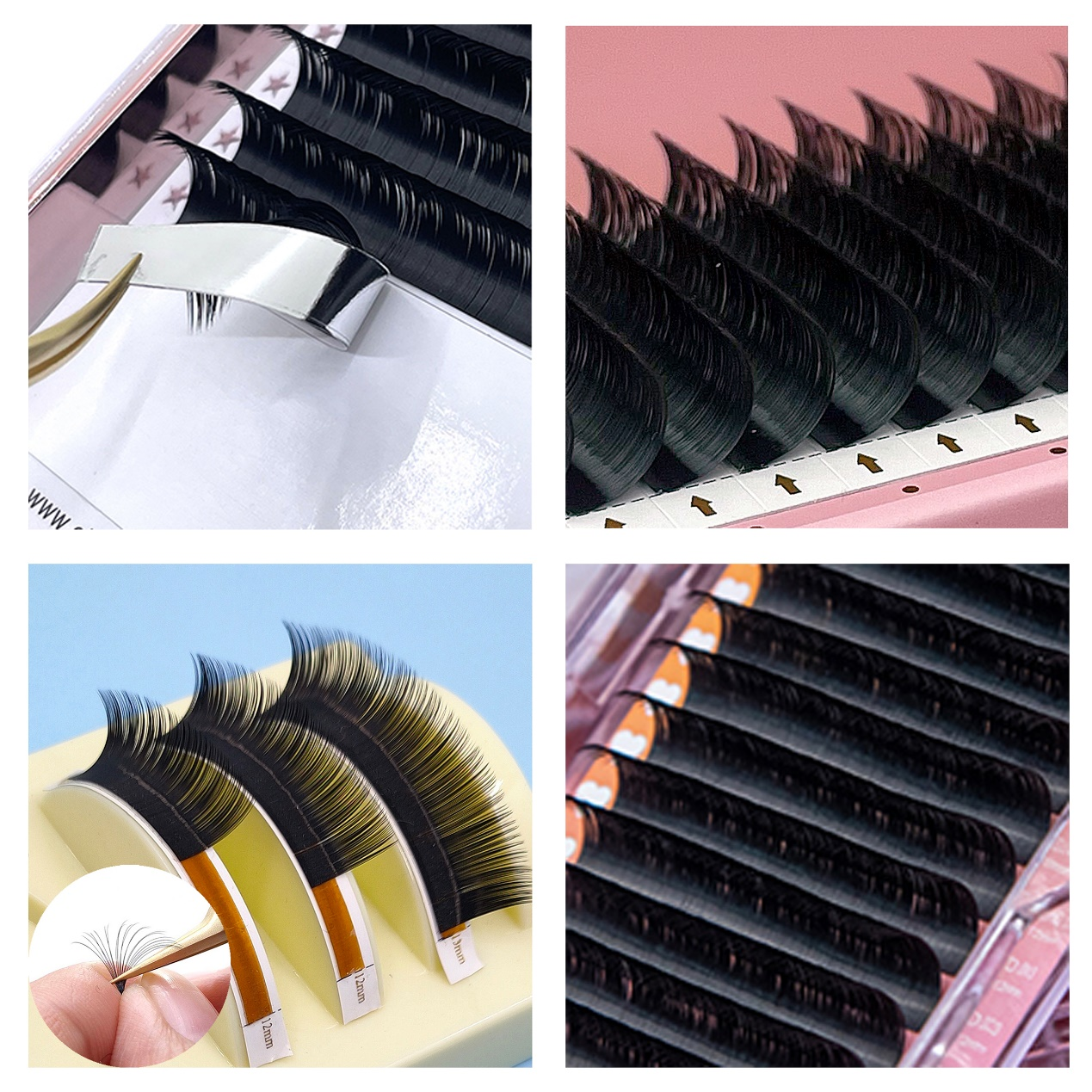 High quality korean materials 0.07 D curl 8-10-12mm mix length camellia eyelash easy fan lash extension vendor  